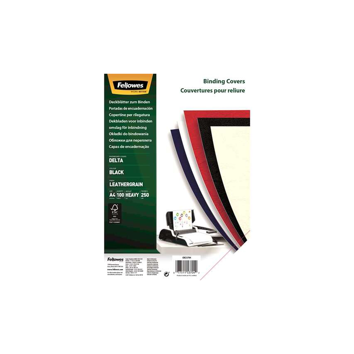 FELLOWES PORTADA A4 250GR NEGR