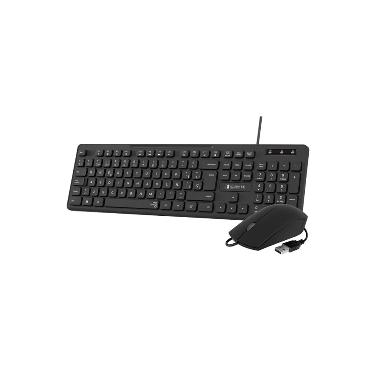 SUBBLIM TECLADO RATON CABLE NE