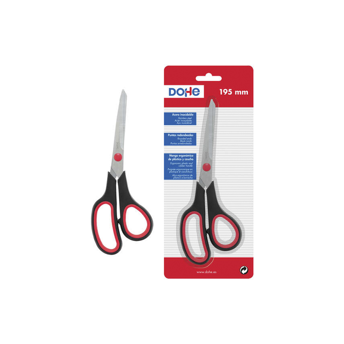 DOHE TIJERAS 19.5CM NEGRO ROJO