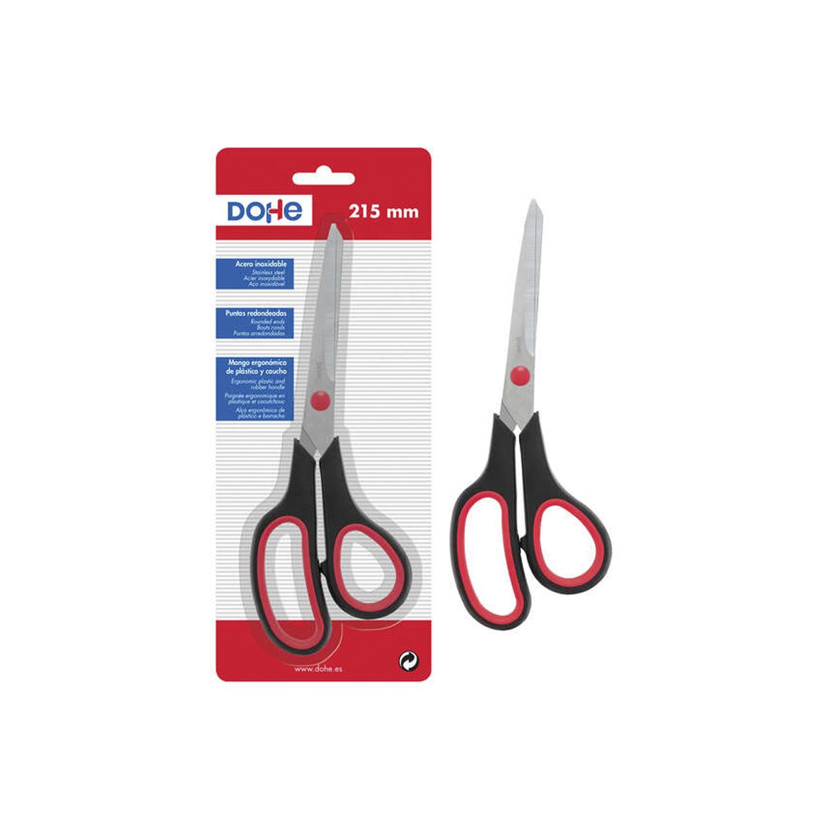 DOHE TIJERAS 21.5CM NEGRO ROJO
