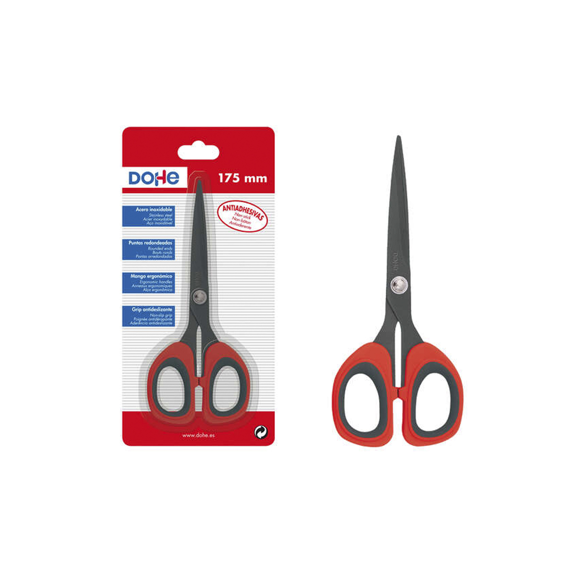 DOHE TIJERAS ACERO 17.5CM ROJO