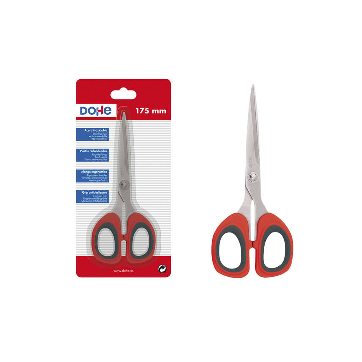 DOHE TIJERAS ACERO 17.5CM ROJO