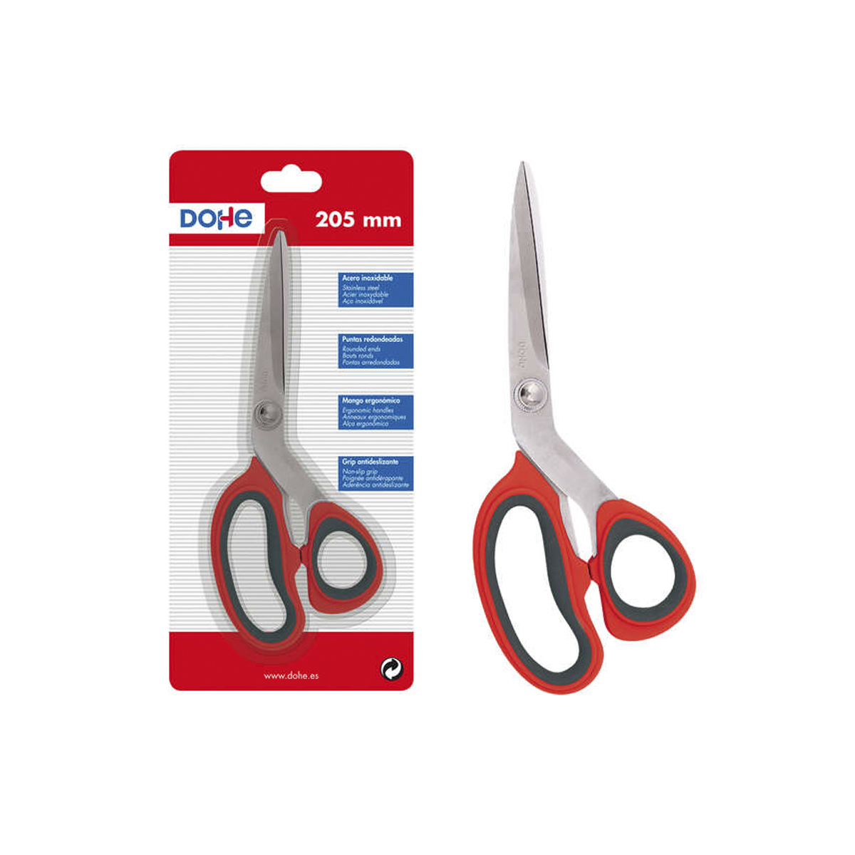DOHE TIJERAS ACERO 20.5CM ROJO